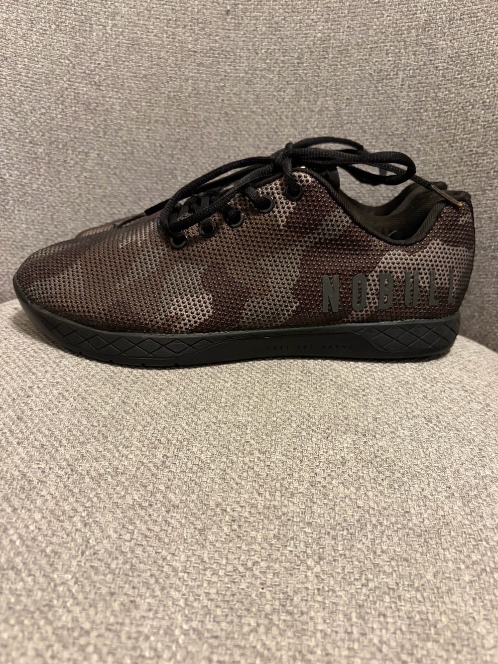 NOBULL- woman’s 9.5 Dark Camo SuperFabric Trainer.
